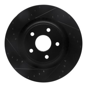 Jeep Grand Cherokee Brake Rotor (1) - Front Left - R1 Concepts - Drilled & Slotted - Black - `06-`10